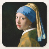 真珠のイヤリングを持つ女の子, Johannes Vermeer, 1665 スクエアペーパーコースター (正面)
