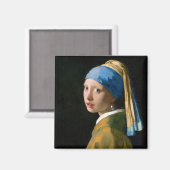 真珠のイヤリングを持つ女の子， Johannes Vermeer, 1665 マグネット (正面/裏面)