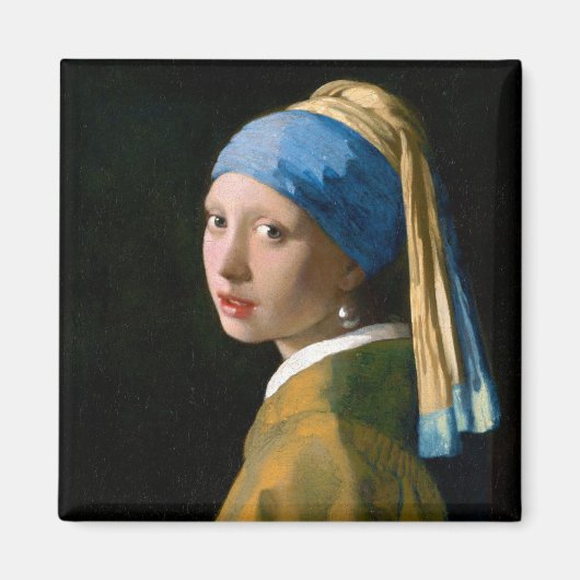 真珠のイヤリングを持つ女の子， Johannes Vermeer, 1665 マグネット (正面)