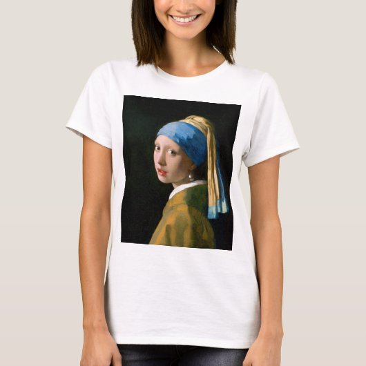真珠のイヤリングを持つ女の子， Johannes Vermeer, 1665 Tシャツ (正面)