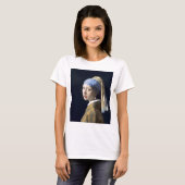 真珠のイヤリングを持つ女の子 Tシャツ (正面フル)