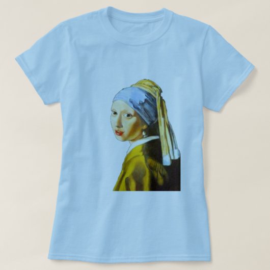 真珠のイヤリングを持つ女の子 Tシャツ (デザイン正面)