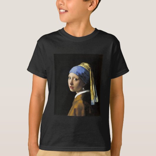 真珠のイヤリングを持つ女の子 Tシャツ (正面)