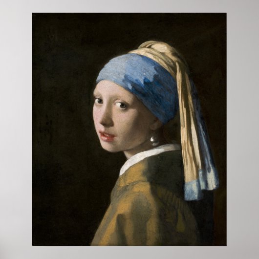 真珠のイヤリングを持つ女の子 – Vermeer ポスター (正面)
