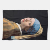 真珠のイヤリングを持つ少女 キッチンタオル (横)