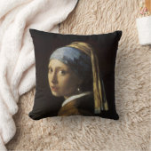 真珠のイヤリングを持つ少女 クッション (ブランケット)