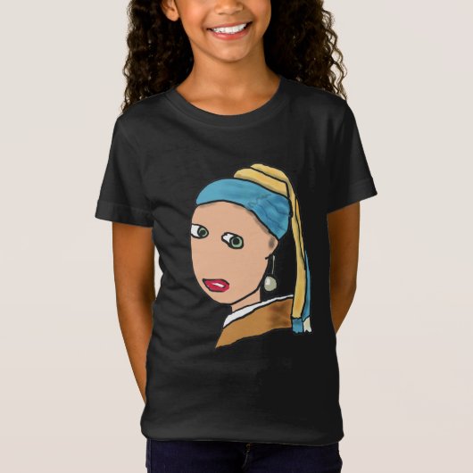 真珠のイヤリングを持つ少女 Tシャツ (正面)