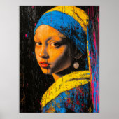 真珠のイヤリングを持つ表現主義の女の子 – アーはっきりしたト ポスター (正面)