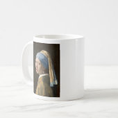 真珠のイヤリングを持つVERMEER Girl コーヒーマグカップ (正面左)