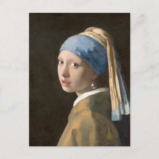 真珠のイヤリングを持つVERMEER Girl ポストカード (正面)