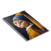 真珠のイヤリング付き猫 | ベーおもしろいメアパロディ ノートブック (右側)