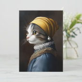 真珠のイヤリング付き猫 招待状 (スタンド正面)