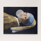 真珠のイヤリング吹を持つ女の子はバブルガム ジグソーパズル (横)