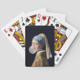 真珠のイヤリング吹を持つ女の子はバブルガム トランプ