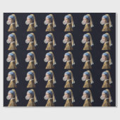 真珠のイヤリング吹を持つ女の子はバブルガム ラッピングペーパー (フラット)