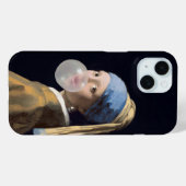 真珠のイヤリング吹を持つ女の子はバブルガム Case-Mate iPhoneケース (裏面 (横))