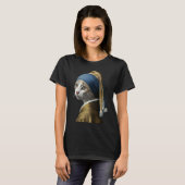 真珠のイヤリング猫の女の子1 Tシャツ (正面フル)