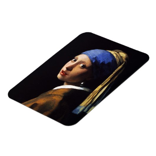 真珠のイヤリング磁石を持つ女の子 マグネット (左側)