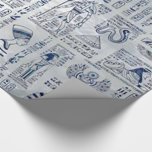 真珠のエジプトのヒエログリフそして神のアワビ ラッピングペーパー (角)