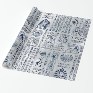 真珠のエジプトのヒエログリフそして神のアワビ ラッピングペーパー