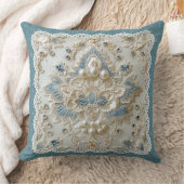 真珠のエレガンス：クリスタル刺繍パターンスロー クッション (ブランケット)