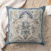 真珠のエレガンス:クリスタル刺繍パターンスロー クッション (ブランケット)
