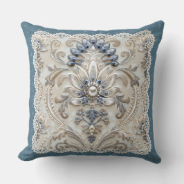 真珠のエレガンス:クリスタル刺繍パターンスロー クッション