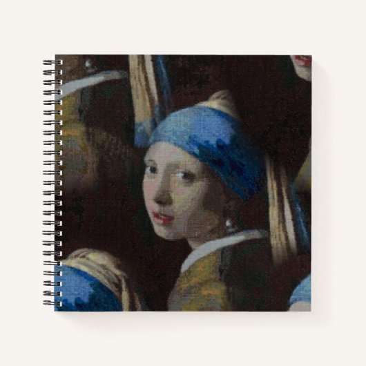 真珠のクラシックイヤリングを持つ女の子、クロシェのレプリカ ノートブック (正面)