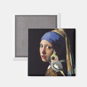 真珠のコッカティエルを持つ少女 マグネット (正面/裏面)