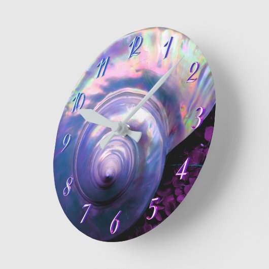 真珠のシーシェル熱帯産オパールの母親は紫色に見える ラウンド壁時計 (傾斜)