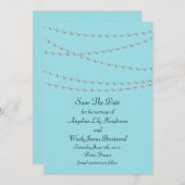 真珠のストランドのターコイズ日付を保存 セーブザデート (正面/裏面)