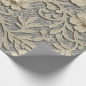 真珠のセンターのレースの花の見た目 ラッピングペーパー (角)