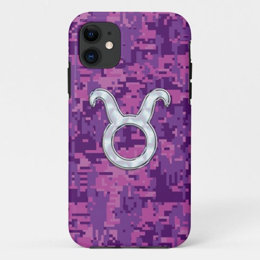 真珠のデジタル迷彩柄のピンクのトーラスの(占星術の)十二宮図の印 Case-Mate iPhoneケース (裏面)