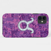 真珠のデジタル迷彩柄のピンクのトーラスの(占星術の)十二宮図の印 Case-Mate iPhoneケース (裏面(横))