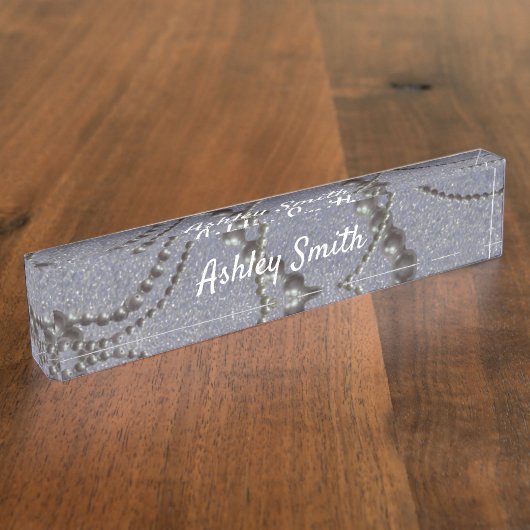 真珠のデスク名を持つメタリックフレックプレート デスクネームプレート (側面)