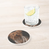 真珠のネックレスのヨークシャーテリア コースター (側面)