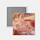 真珠のネックレスを持つ女性 |メアリー・カッサット マグネット (正面/裏面)