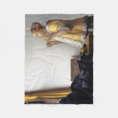 真珠のネックレスを持つ女性、ヨハネス・ヴェルメール フリースブランケット (正面)