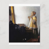 真珠のネックレスを持つ女性、ヨハネス・ヴェルメール ポストカード (正面)