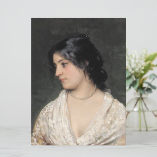 真珠のネックレスを持つ美しい女性 カード (スタンド正面)