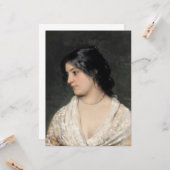 真珠のネックレスを持つ美しい女性 カード (正面/裏面インサイチュ)