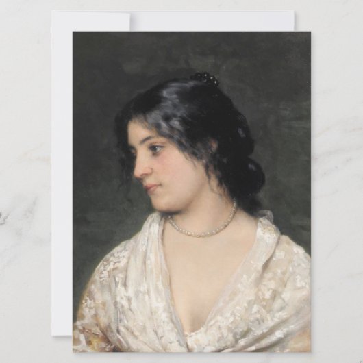 真珠のネックレスを持つ美しい女性 カード (正面)