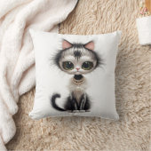 真珠のネックレス付き漫画の猫 クッション (ブランケット)