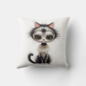 真珠のネックレス付き漫画の猫 クッション (裏面)