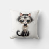 真珠のネックレス付き漫画の猫 クッション (正面)