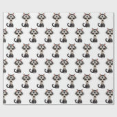 真珠のネックレス付き漫画の猫 ラッピングペーパー (フラット)