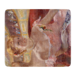 真珠のネックレス&ピンクドレスを着たアメリカ人女性 カッティングボード