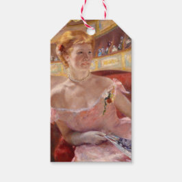 真珠のネックレス&ピンクドレスを着たアメリカ人女性 ギフトタグ