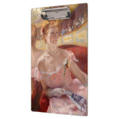 真珠のネックレス&ピンクドレスを着たアメリカ人女性 クリップボード (左)