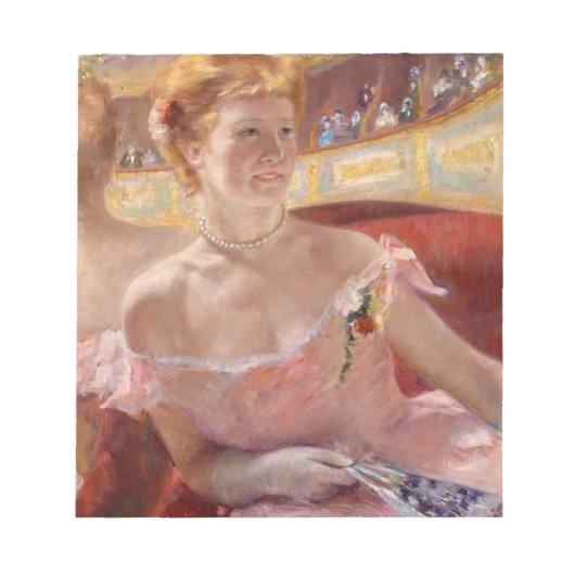 真珠のネックレス&ピンクドレスを着たアメリカ人女性 ノートパッド (正面)